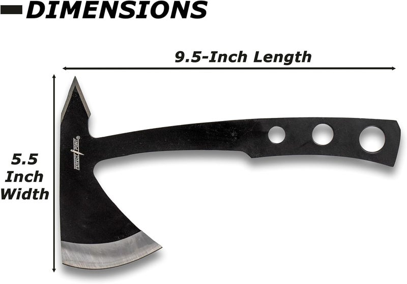 Perfect Point Throwing Axe – Black/Satin Finish Stainless Steel Blades and Black Stainless Steel Handle, Includes Nylon Sheath, Full Tang Construction, Well Balanced, Throwing Sport Axes – PP-107B - Image 2